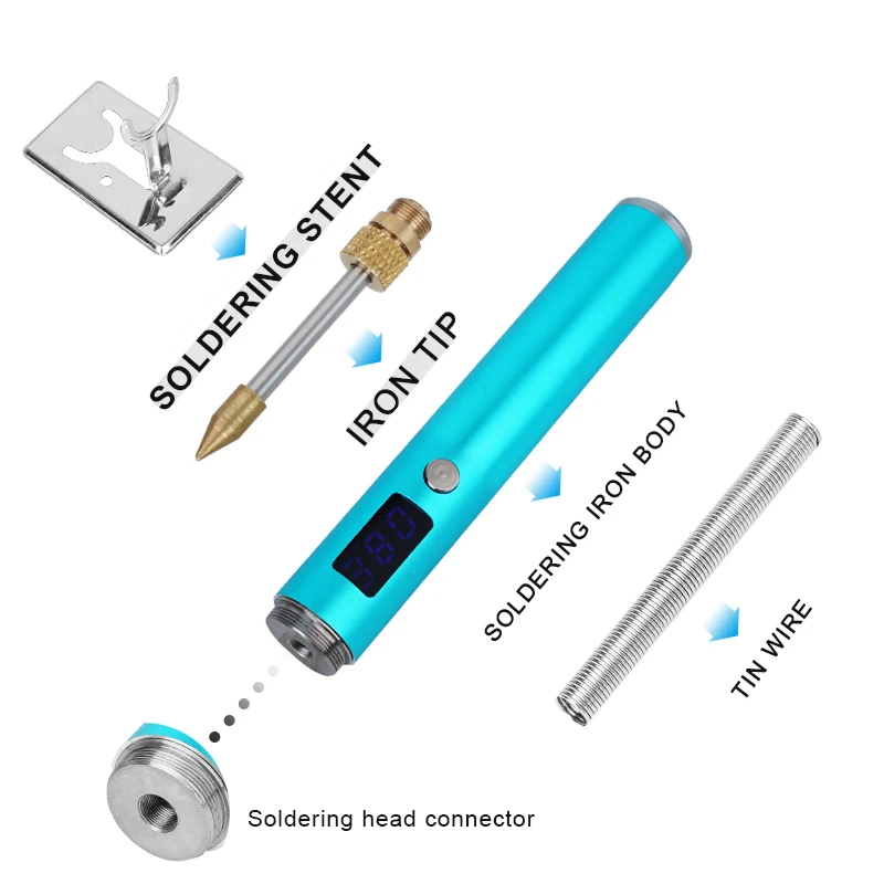 USB عالية الطاقة سريع الحرارة اللاسلكية سبيكة لحام قابلة للشحن سبيكة لحام تعديل درجة الحرارة مع شاشة LED