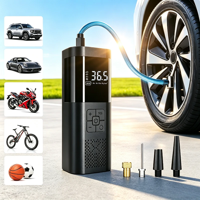 Compresseur d'air portable pour voiture, 3 fois plus rapide, 150 PSI, pompe à gonflage de pneus sans fil avec jauge numérique pour voiture, moto, vélo