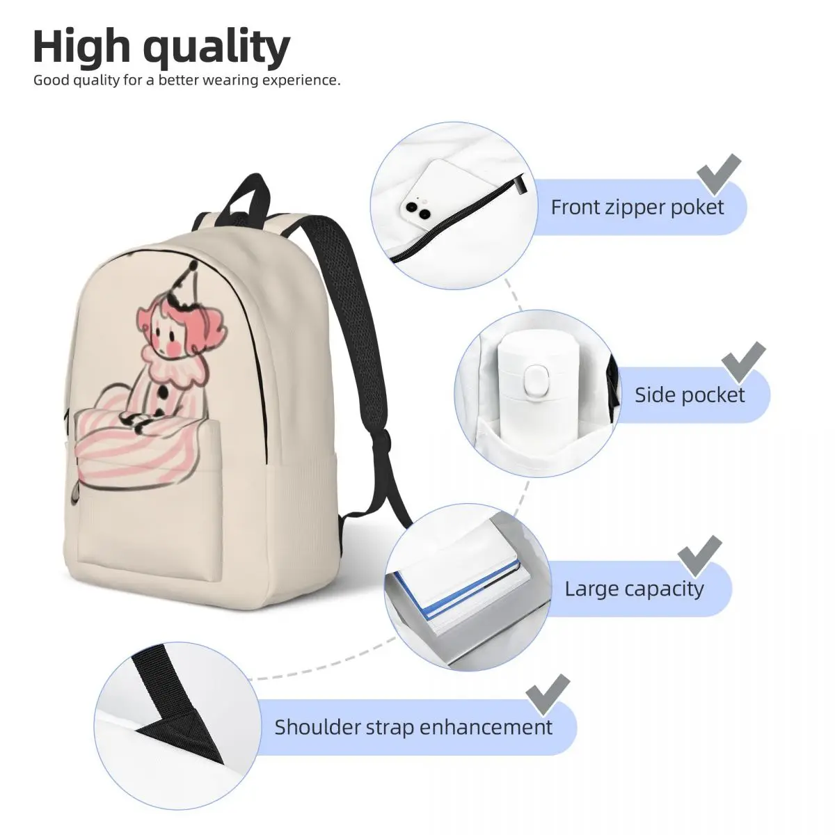 حقيبة ظهر كاجوال على شكل جرافيتي كرتونية، حقيبة ظهر ذات سعة كبيرة للطلاب، حقيبة ظهر عصرية للطلاب، حقيبة قماش، حقيبة ظهر للسفر