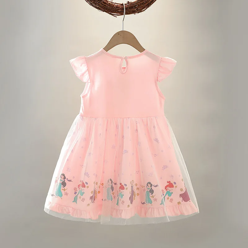 2024 Summer New Girls Dresses Little Mermaid Princess Dress Flying Sleeve Kids Dress Party Baby Dresses for Children Clothing