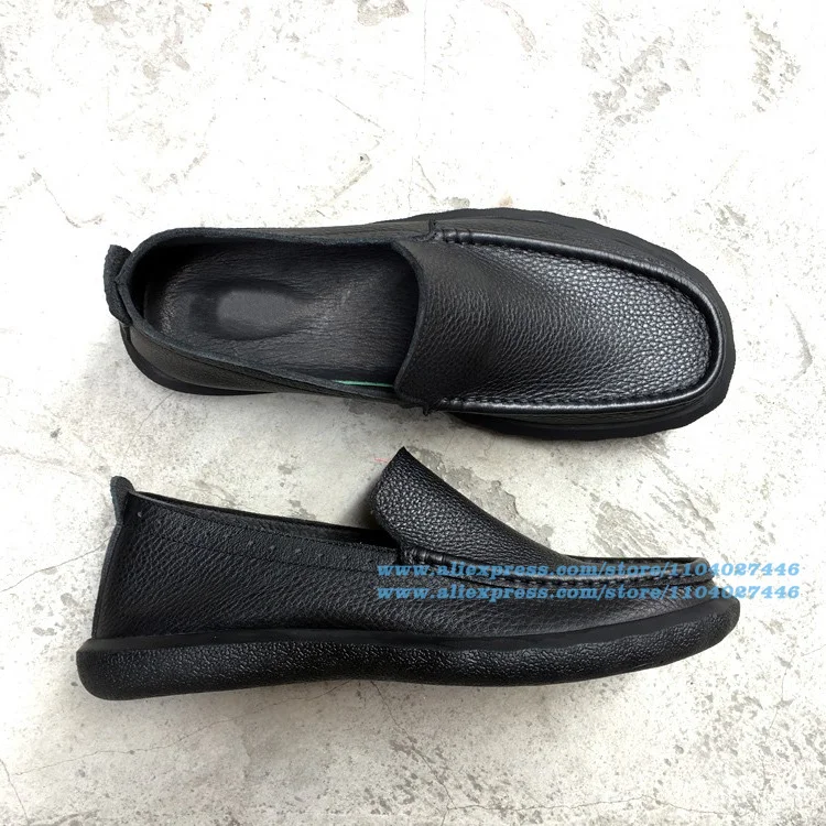 

Soft Leather Flats Loafers Men's Shoes Slip On Casual Shoes Wear-Resistant Euro Size 38-44 Trendy Luxury Handmade Men's Shoes