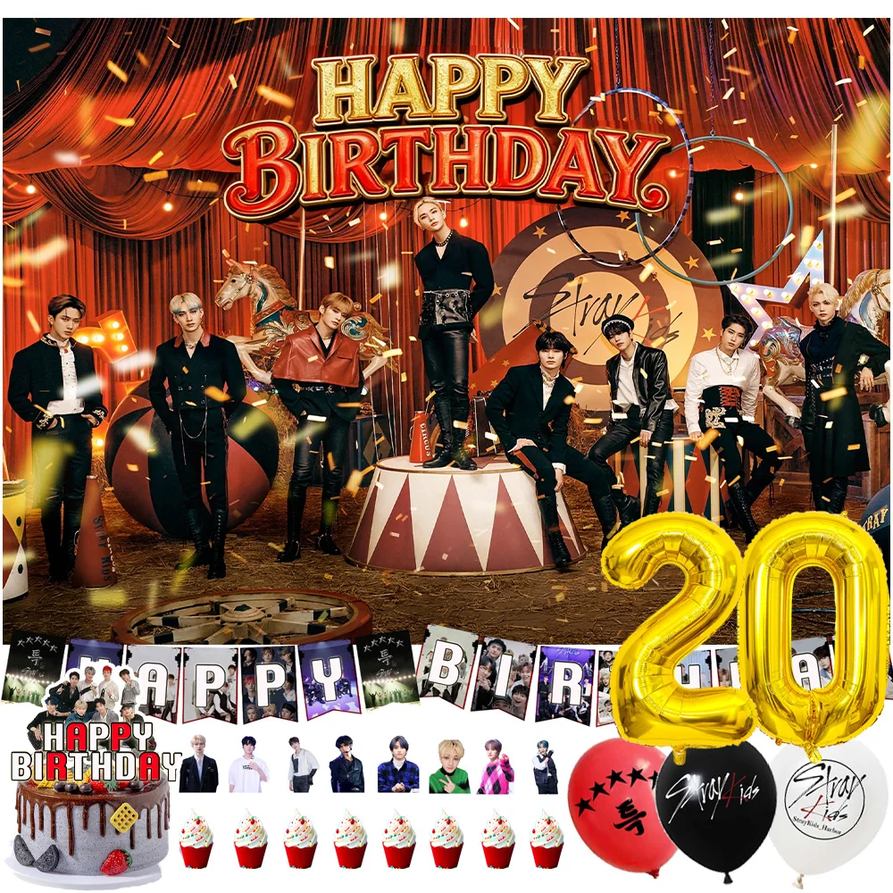 

Male Idol Singer Theme Birthday Party Decorations Handsome Korea Idol Balloon Set Kids Backdrop Cupcake Toppers Party Supplies