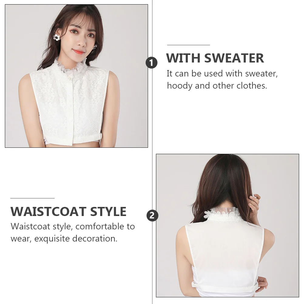 الشيفون الكشكشة St طوق انفصال كاذبة قميص التبعي المرأة الزخرفية برقبة سترة هوديي خفيفة الوزن التنفس