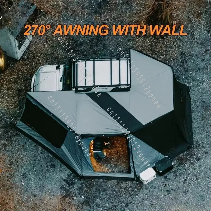 270 Degree Freestanding Camper Awning, Aluminum Pole with Side Wall, Outdoor Shelter Fit SUV & 4x4 Vehicle