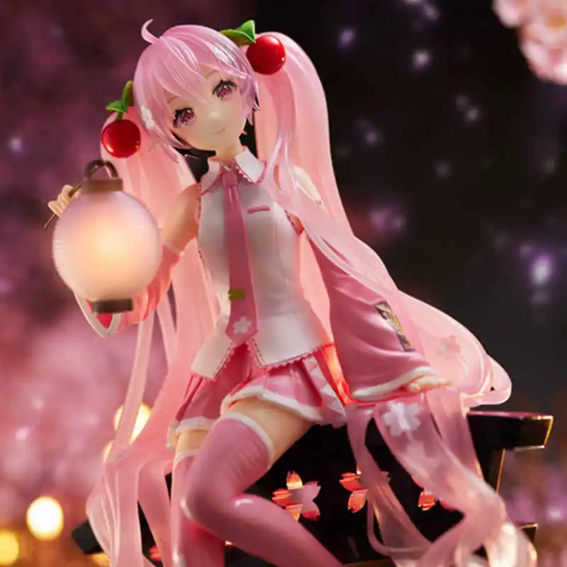 18cm Genuine TAITO Hatsune Miku VOCALOID Artist AMP Sakura Miku Lantern  Action Figure Model Toys Gift for Birthday