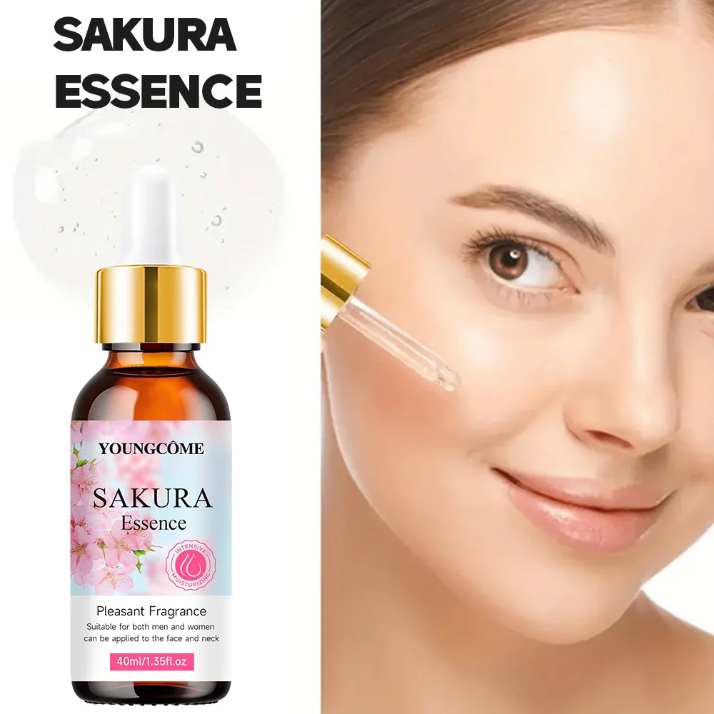 40/60ml Serum do twarzy z kwiatem wiśni Sakura, przeciwzmarszczkowe, rozjaśniające, esencja do twarzy, rozjaśniająca, nawilżająca, do pielęgnacji suchej skóry