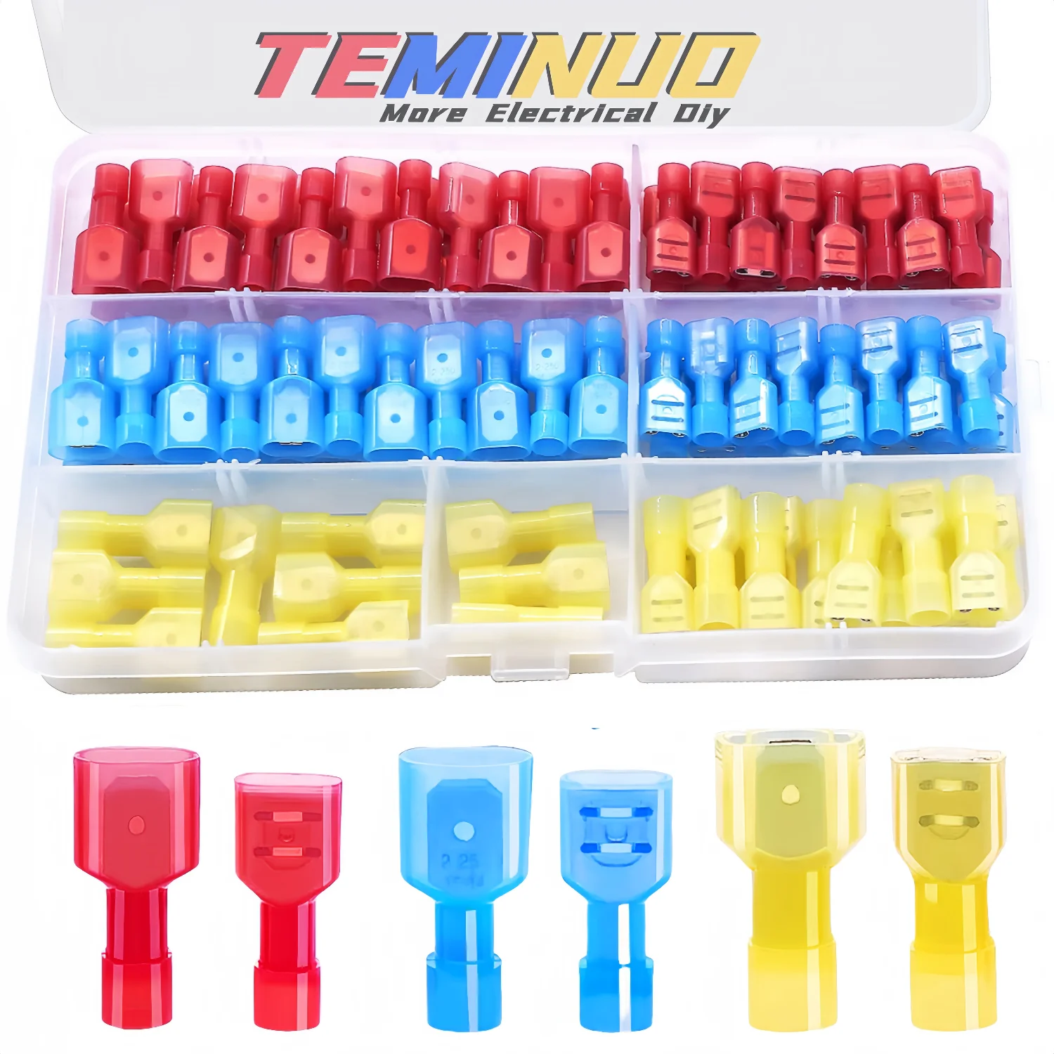 100/80/60 stks nylon spade draad connector, 22-10 awg gauge elektrische volledig geïsoleerde crimps terminal connectoren