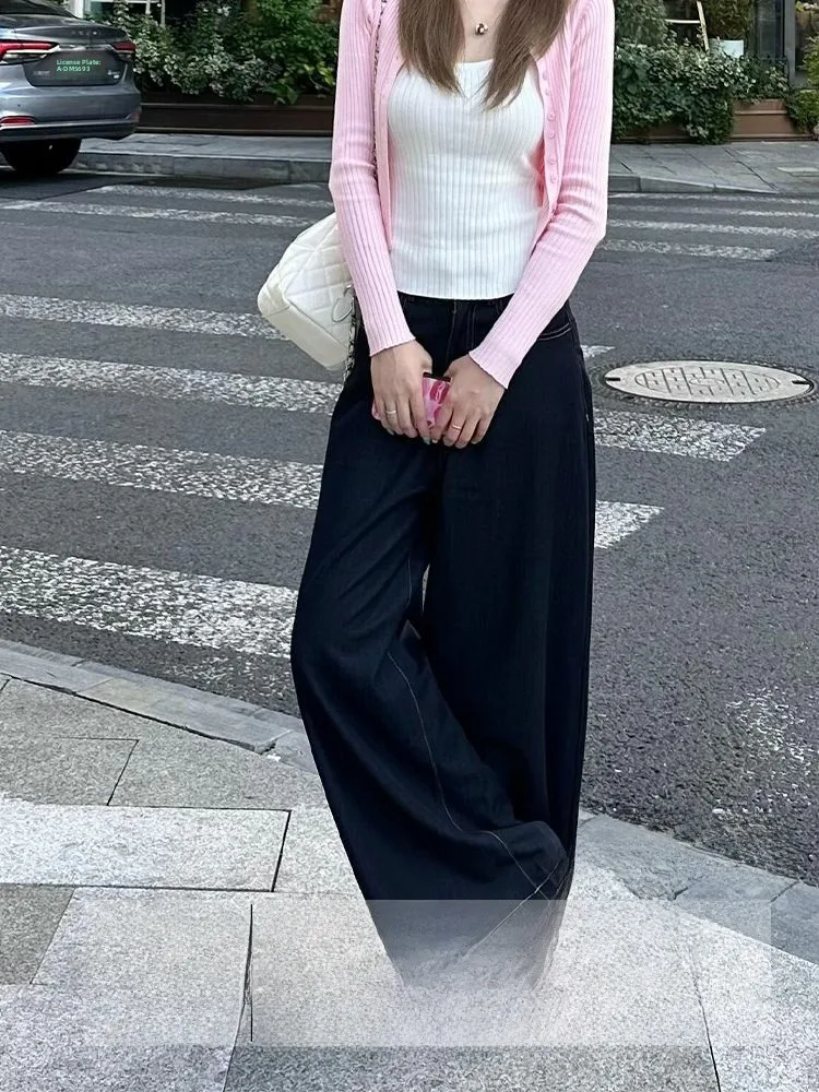 

Джинсы прямого кроя с высокой талией, винтажные, больших размеров, осенне-зимние, новые, женские, модные, уличные, стройнящие, для повседневной носки