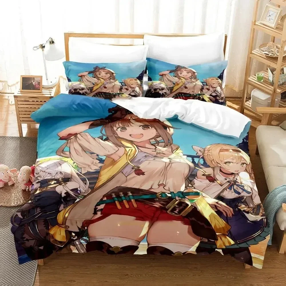 Atelier Ryza Ever Darkness & the Secret Hide out Bedding Set Boys Girls Twin Queen Size Duvet Cover Pillowcase Bed Kids Adult