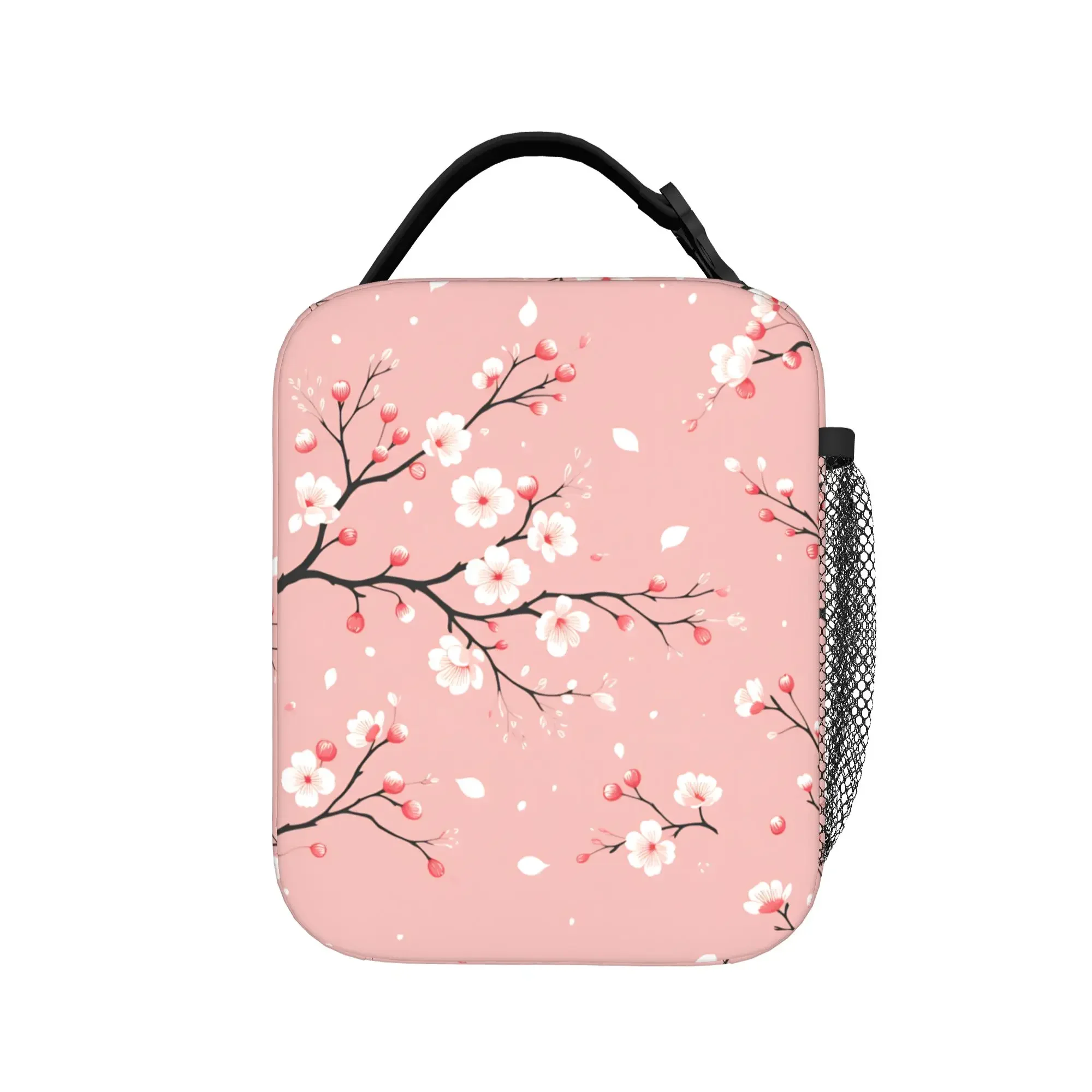 Falling Cherry Petals Lunch Bag School Convenient Lunch Box For Child  Oxford Print Cooler Bag