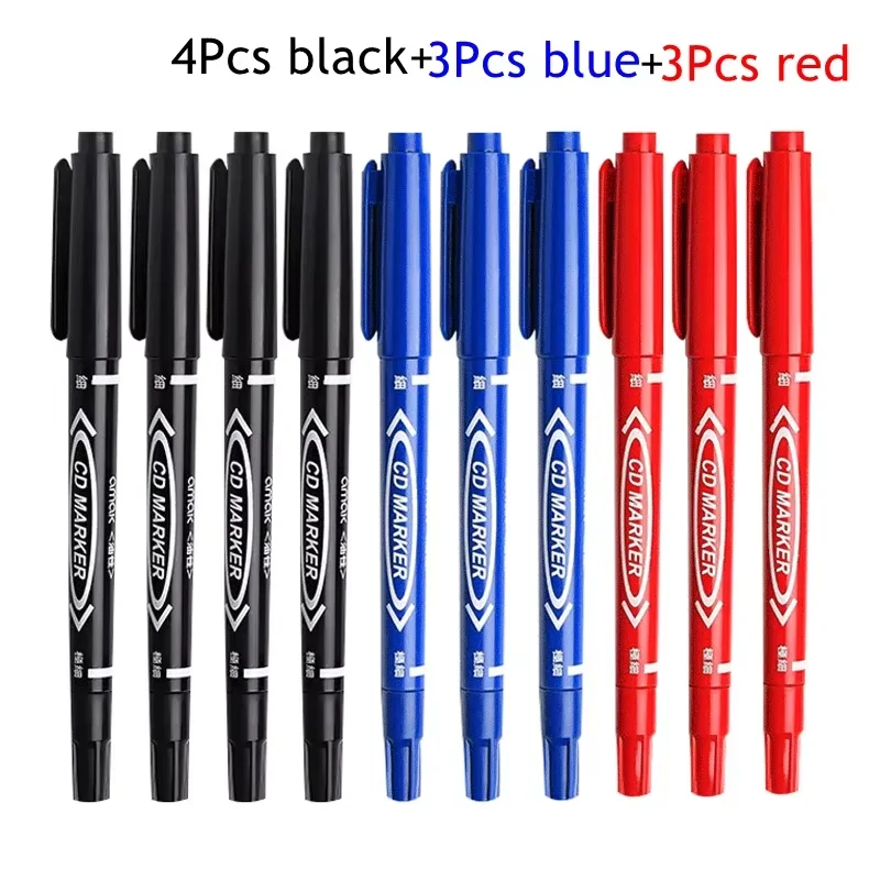 10-Piece Double-Ended Brush-Tip Marker Set Black/Red/Blue Drawing Set Ideal for Painting, Sketching, Writing, and Doodling
