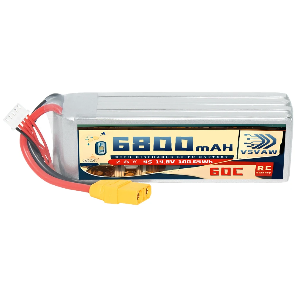 2Pcs VSVAW 6800mAh 4S 14.8V 60C/120C Lipo Battery Remote Control Car Model RC Ship Model Fixed Wing Lithium Battery