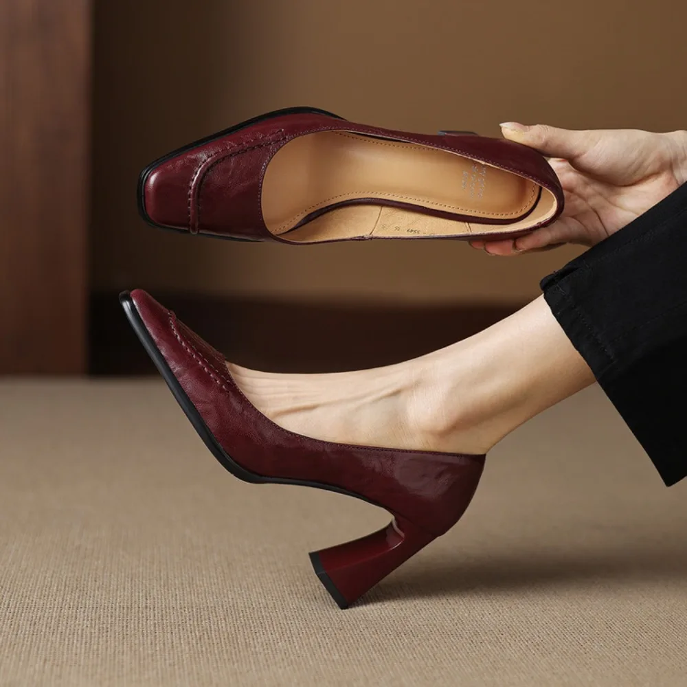 

Весенне-летние женские туфли из натуральной кожи, модные сексуальные удобные профессиональные женские туфли на высоком каблуке для банкетов