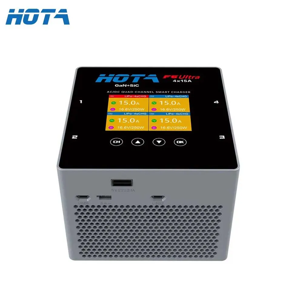 

HOTA F6ULTRA 4-канальное интеллектуальное балансное зарядное устройство с источником питания 1000 Вт для самолетов, мощная литиевая батарея, аксессуары для радиоуправления