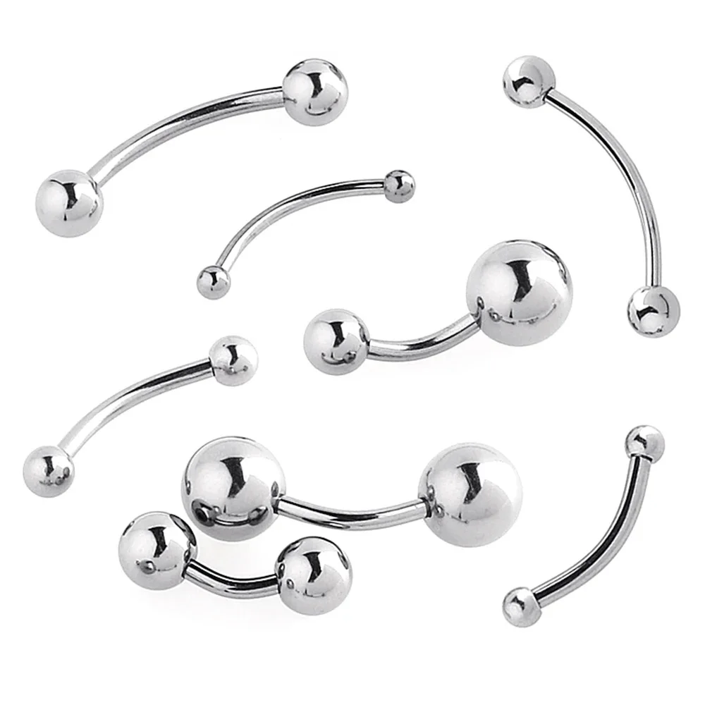 1pc 6-16mm Curved Barbell Banana Piercing Bar 3 4 5 6 8mm Ball Titanium Stainless Steel 14G 16G 1.2mm 1.6mm DIY Body Jewelry
