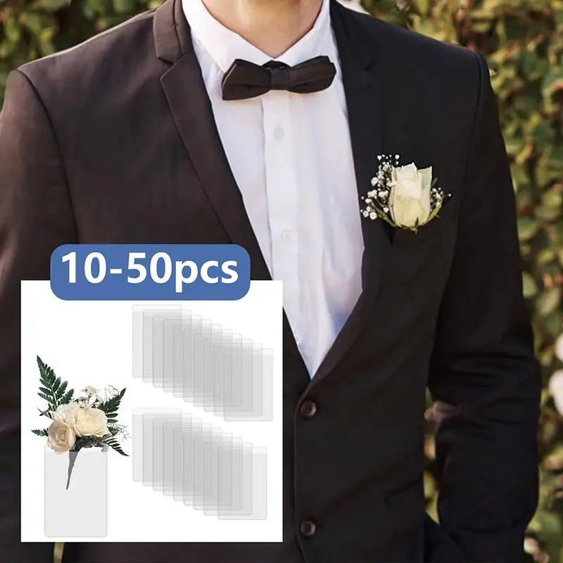 

10/30/50 шт. пластиковые держатели для бутоньерок и платков для жениха и шаферов, подходят для нагрудного кармана костюма