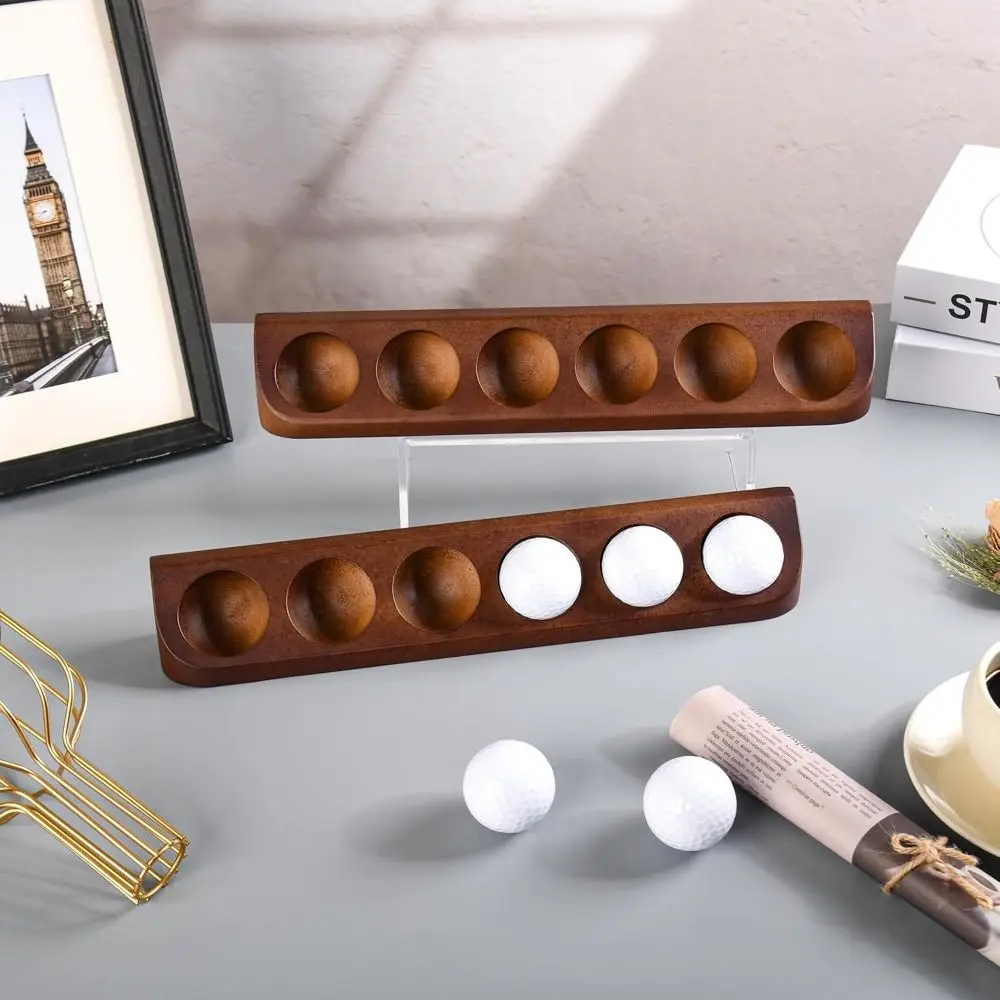 علبة عرض كرة الجولف الخشبية 6 الحجم القياسي مع مسامير حامل كرة الجولف حامل سطح مصقول جدار جبل رف تخزين الجولف #3