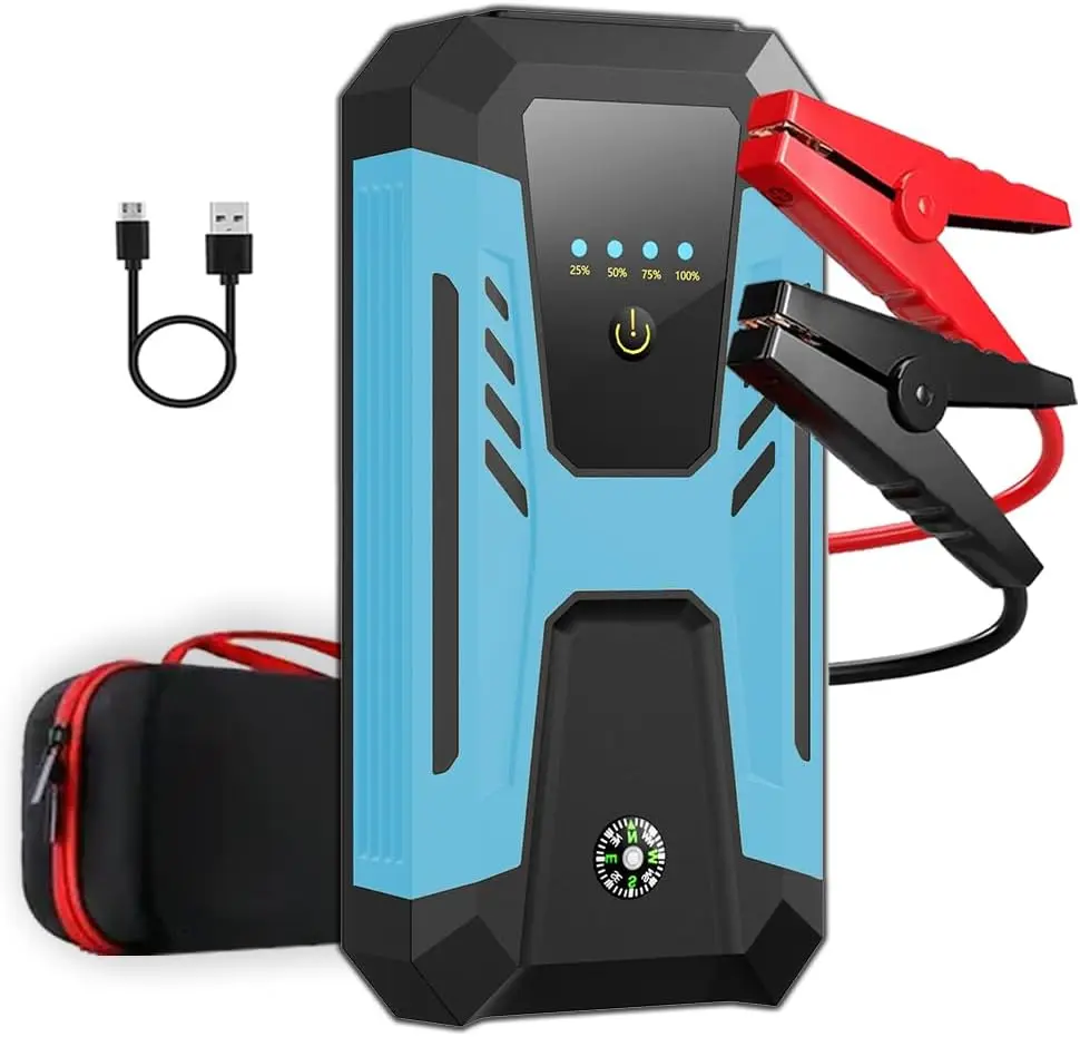 

12V Jump Starter for 10L Gas/8L Diesel, 6000A Peak Portable Battery Booster with Emergency Light and Case