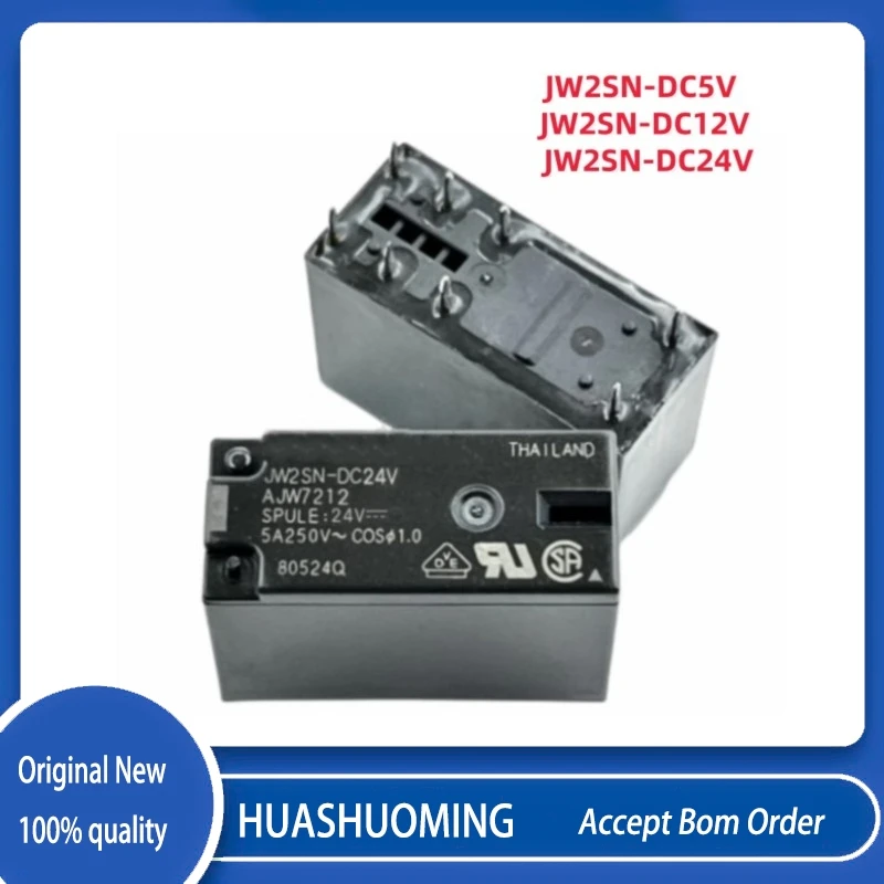 5Pcs/LOT   New  JW2SN-DC5V AJW7219 JW2SN-DC12V AJW7211 JW2SN-DC24V AJW7212   8PINS 5A 