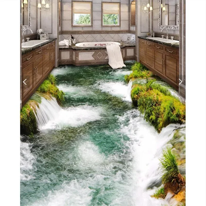 beibehang painting Modern Art pebbles flower Waterproof Bathroom kitchen balcony PVC Wall paper Self wall sticker Floor mural