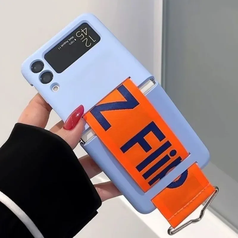 For Samsung Galaxy Z Flip 6 4 5 Fashion Case Woven Wrist Strap Phone Case For Samsung Z Flip 6 4 3 5 Soft Silicone Band Cover