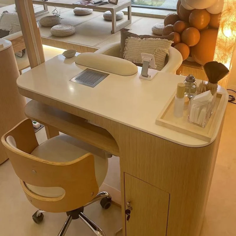 Manicure Wooden Nail Table Japanese Simple Double Nail Table Design Nordic Beauty Mesa Manicura Salon Furniture ZT50MT