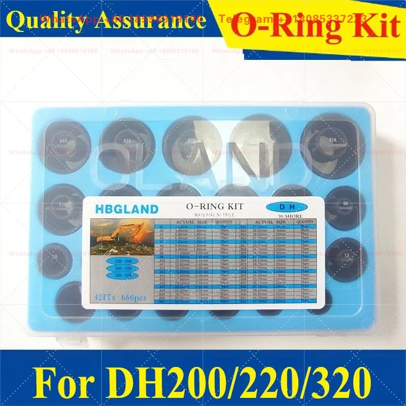 Factory Price High Quality 42 SIzes amd 666 PCS Repair O-Ring Seal O Ring Box for Doosan Dawoo Excavator