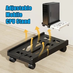 Adjustable Mobile CPU Stand With Holes, Home Office Elevated Storage Rack, Universal Under Desk Computer Mobile Bracket Holder