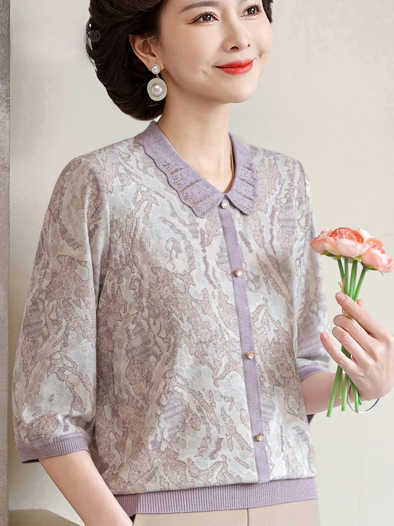 Bloemenprint, omgeslagen kraag - Women Fashion Over 60 recensie en prijs