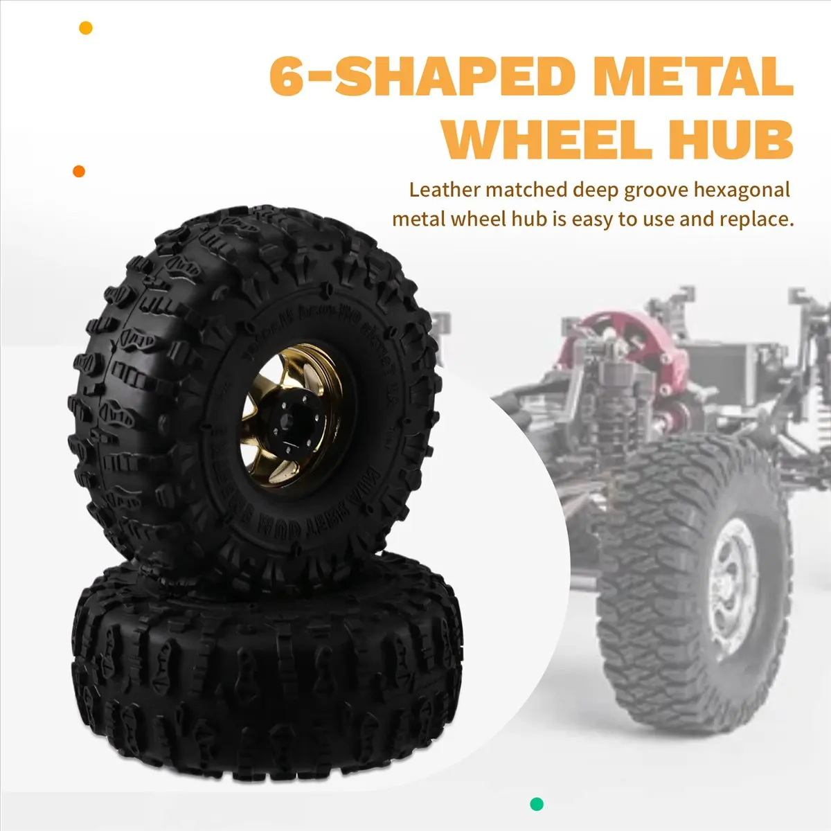 ABJX 4pcs 122mm 1.9 Inch Metal Beadlock Wheel Rim Rubber Tire Set for 1/10 RC Crawler Car TRX4 D90 D110 SCX10 Yellow DROP SHIPPI