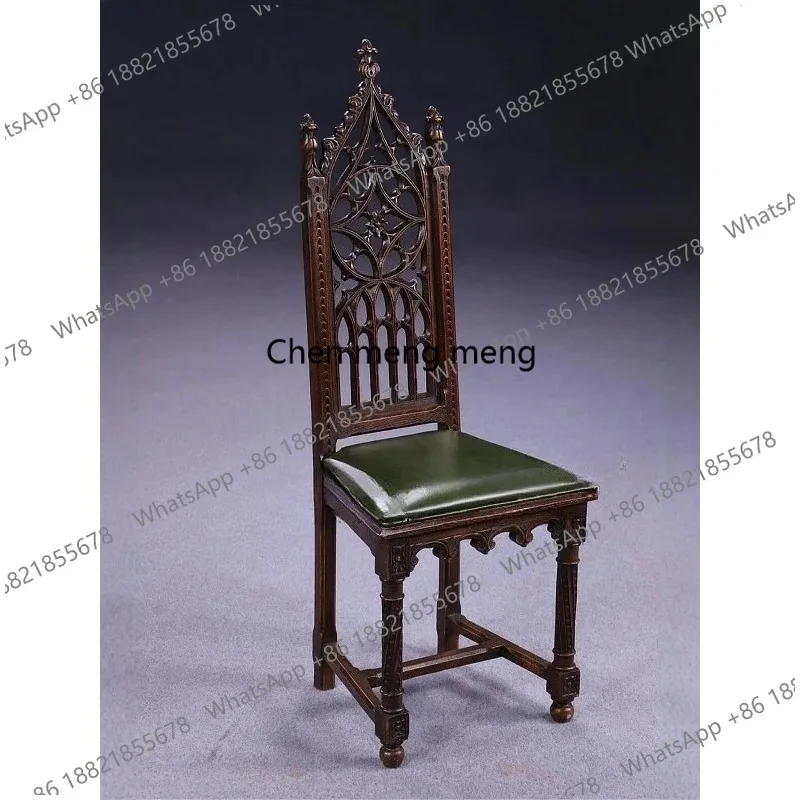 

RR European antique carving high back chair classical carving medieval old solid wood image chair