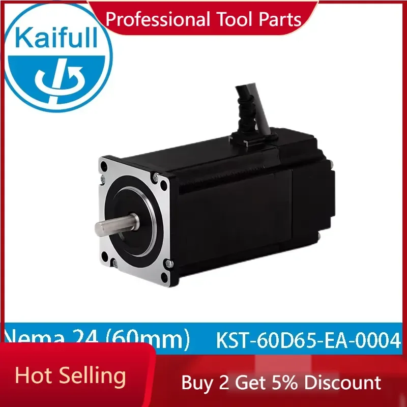Kaifull Nema 24 Hybrid 2-Phase Closed Loop Stepper Motor 60mm 1.8 Deg 5.0A 2.6Nm 24V DC 8mm Shaft KST-60D65-EA-0004 Absolute