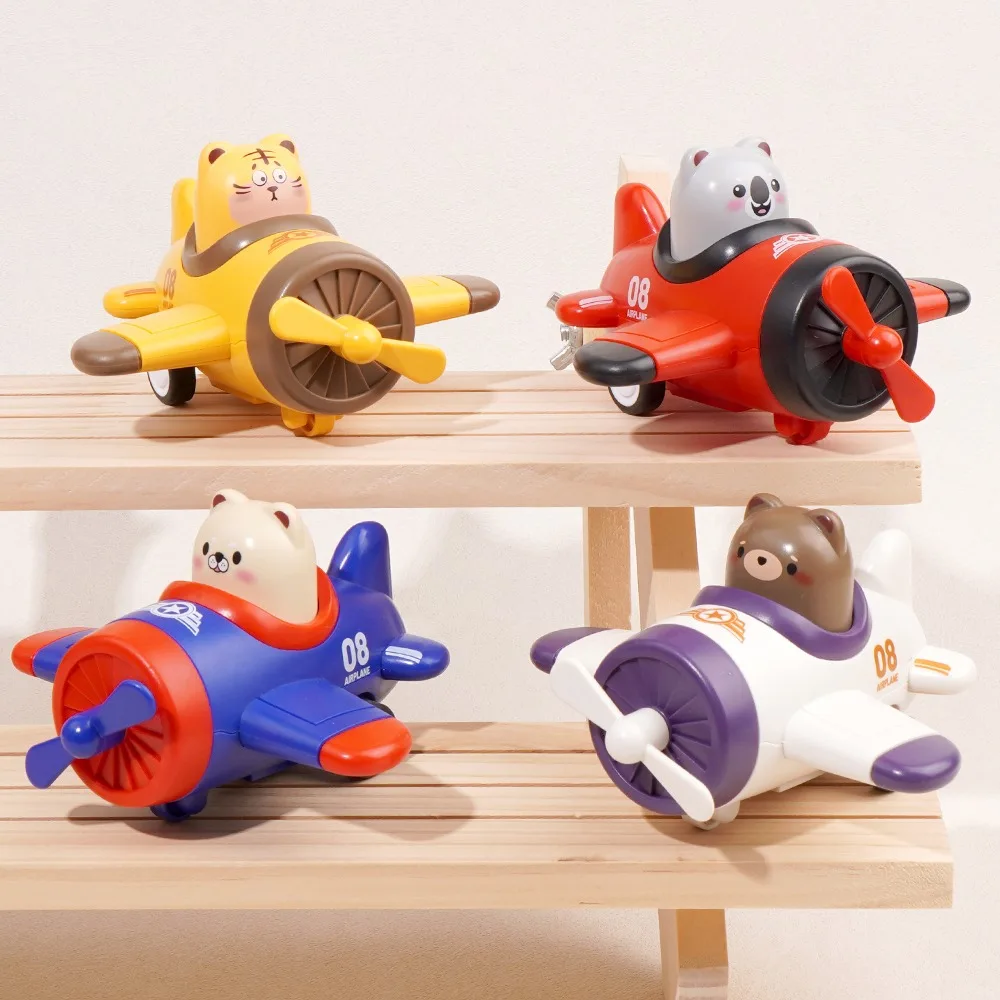 

Children press toy airplane cartoon rebound inertia car 1-2 years old 3-year-old baby infant inertia airplane