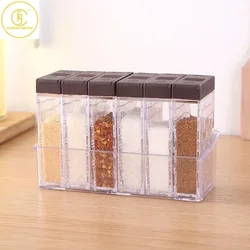 Clear Plastic Seasoning Organizer Boxes Kitchen Salt Shaker Pepper Condiment Storage Container Outdoor BBQ Spice Herb Tools，6pcs