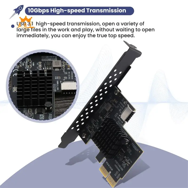 

A08E-PCI-E 2X к USB3.1 A-Key Gen2 Передняя плата расширения типа E, 10 Гбит/с Тип E Внутренний 20-контактный разъем на передней панели Riser Card