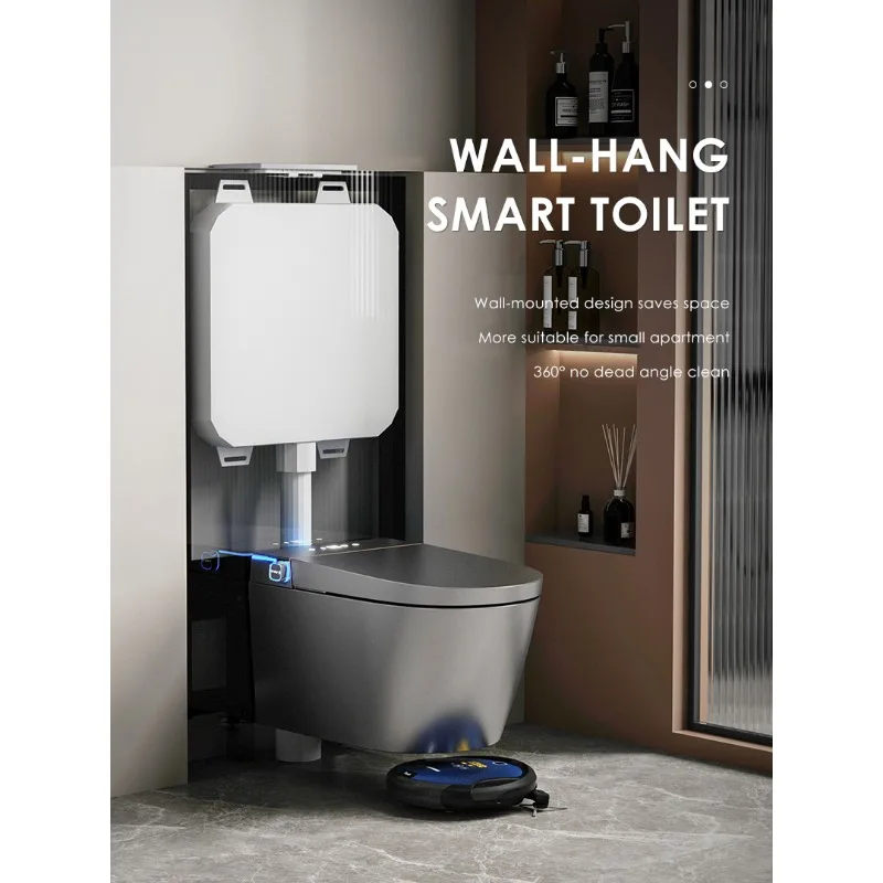 Wc sospeso da parete senza montatura di lusso con scarico automatico da bagno bidet elettrico grigio sospeso wc intelligente