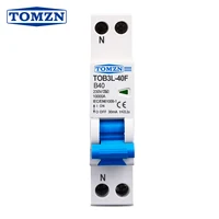 Interruptor automático diferencial RCBO tipo B 1P+N 10KA de TOMZN con protección contra sobrecorriente y fugas de corriente.