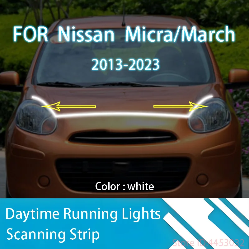 FOR Nissan Micra/March 2013-2023 Upgrade LED Daytime Running Light Scan Starting Car Hood DRL Guide Decorative Ambient Lamp 12V