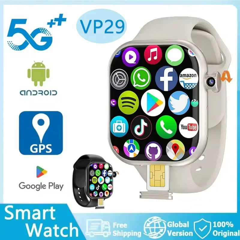 

VP29 Smartwatch 5G Android 256 ГБ памяти 4G/5G LTE SIM-карта GPS WIFI 2,29 дюйма 490*580 Amoled Смарт-часы с поворотной камерой 8 МП