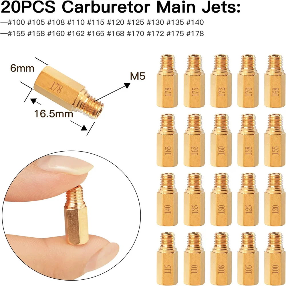 Carburador principal de 40 piezas, Kit de chorro de piloto lento, incluye 30 chorros principales de piezas y 10 piezas, para PWK Keihin OKO CVK Crab