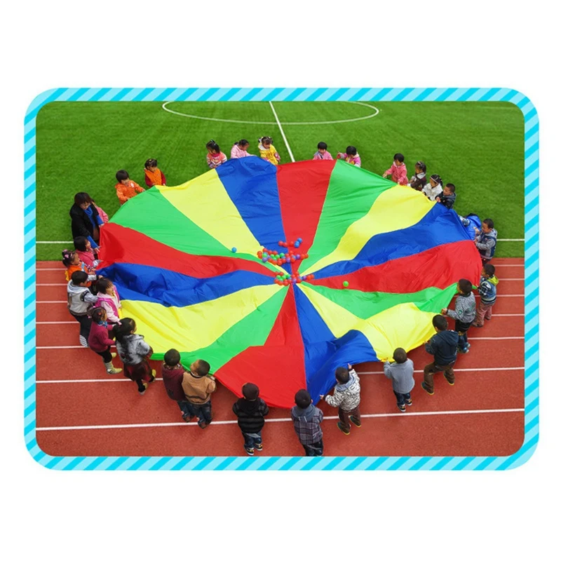 Kids Parachute Game, Rainbow Cloth Game Colorful Party Mat With Handles, Kids Outdoor Game Blanket