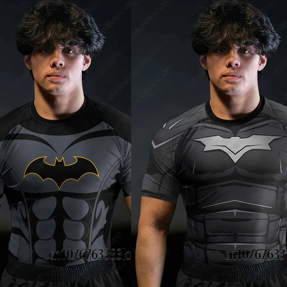 

Summer New Batman Series Jiu Jitsu Rash Guard Breathable Tshirts Fitness Short/Long T-shirts Mesh Muscle Tees Male Clothing