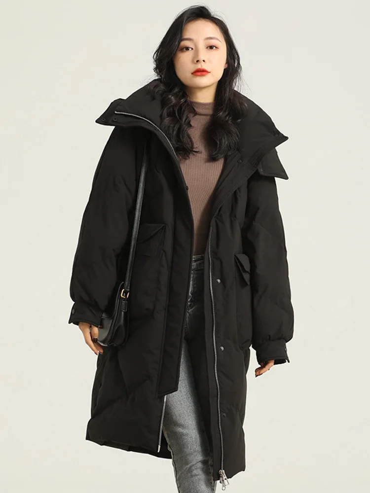 

Winter Puffer Coats 2024 New Women's Parker Thickened Loose Warm Hooded Outerwears Korean Casual High Street Women's Down Jacket