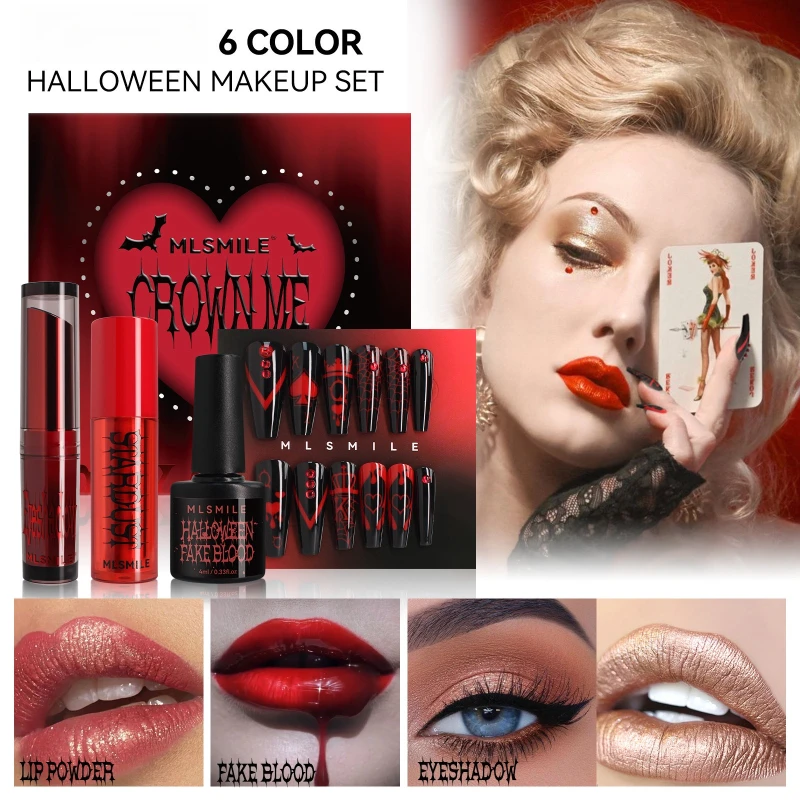 

Specially for Halloween Makeup Set, Plasma Lipstick Powder Eyeshadow Combination, Free Manicure and Tools