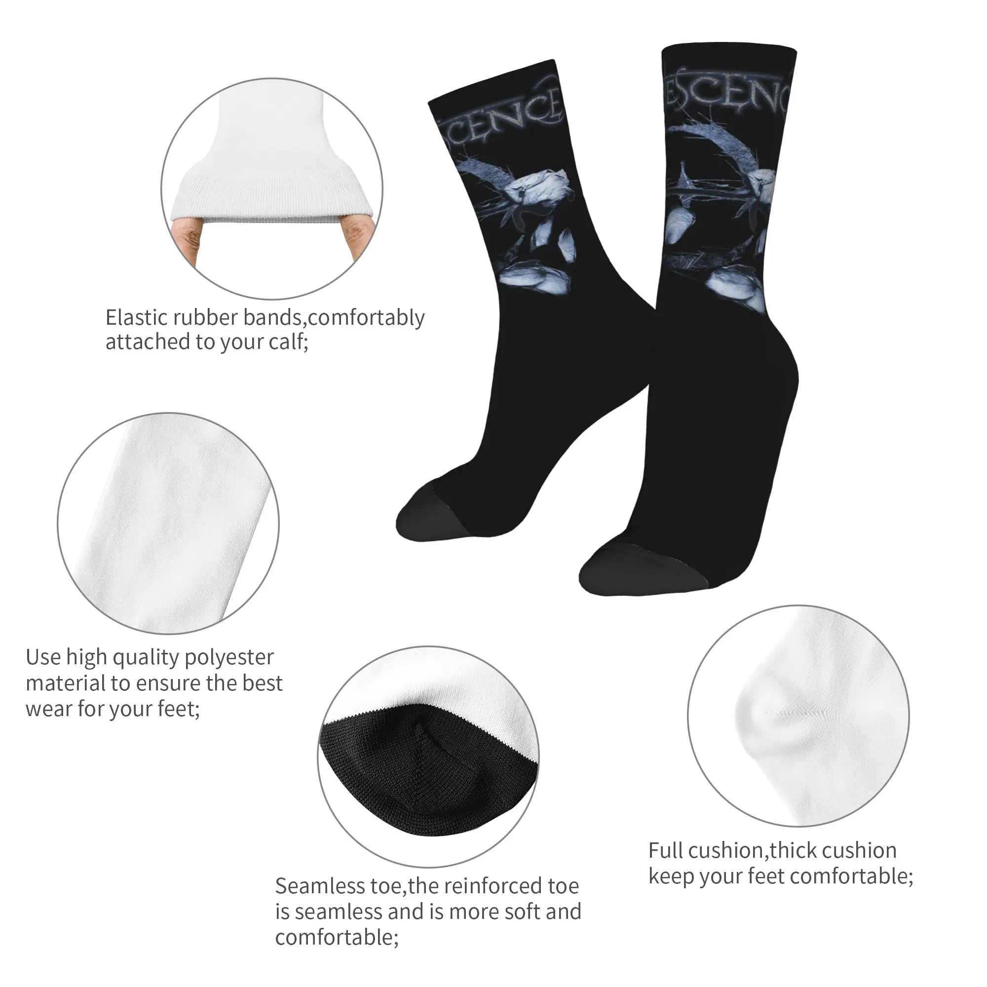 Happy Funny Male Men Socks Hip Hop Evanescence Logo Box Sock Polyester  Graphic Women's Stockings Spring Summer Autumn Winter