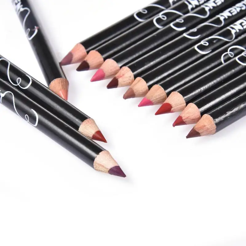 Cosmetic Long Lasting Women's Professional 12 Assorted Colors Lip Liner Pencil Lipstick Eyeliner Pen Matte Lip Liner