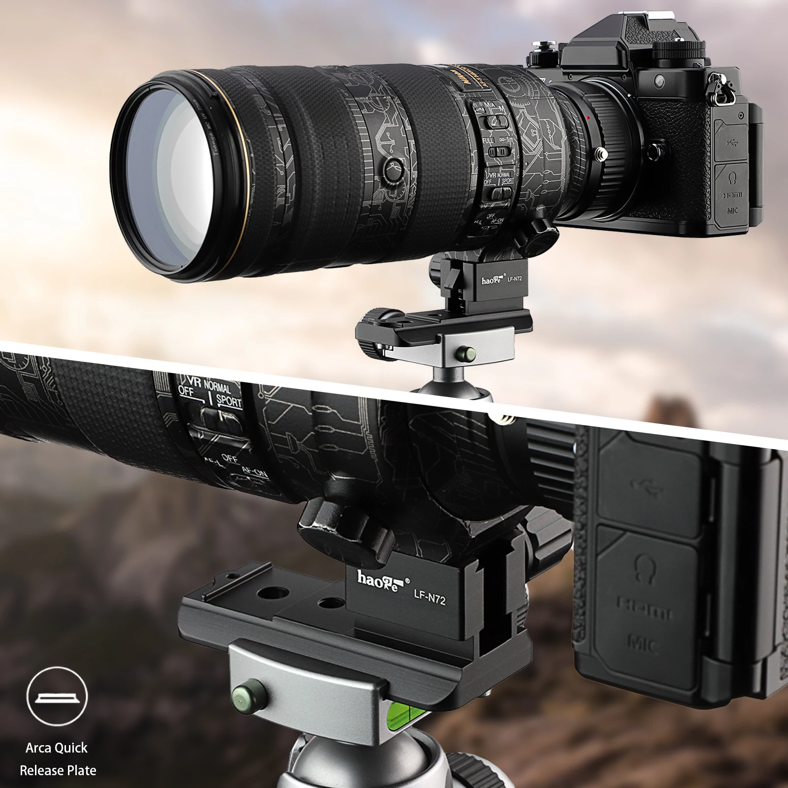 Haoge hg-Lens Collare Sostituzione Del Piede per Nikon AF-S Nikkor 70-200mm f/2.8G ED VR I II e 70 millimetri-200mm f/2.8E FL ED VR Lens fit Arca