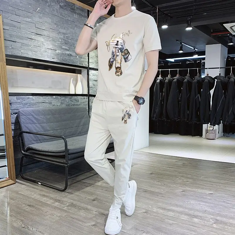 

T-shirts Pants Suits for Men Graphic No Logo Print Man Trousers Sets Cheap Clothes Fashion 2025 New in Matching Essential Luxury
