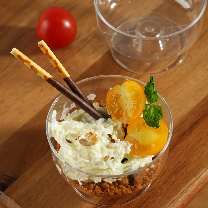 10/20 قطعة كوب تقديم الحلوى البلاستيكي الشفاف كأس الحلوى المستديرة موس كوب الآيس كريم أكواب بودنغ الفاكهة أكواب حاوية واضحة للحفلات