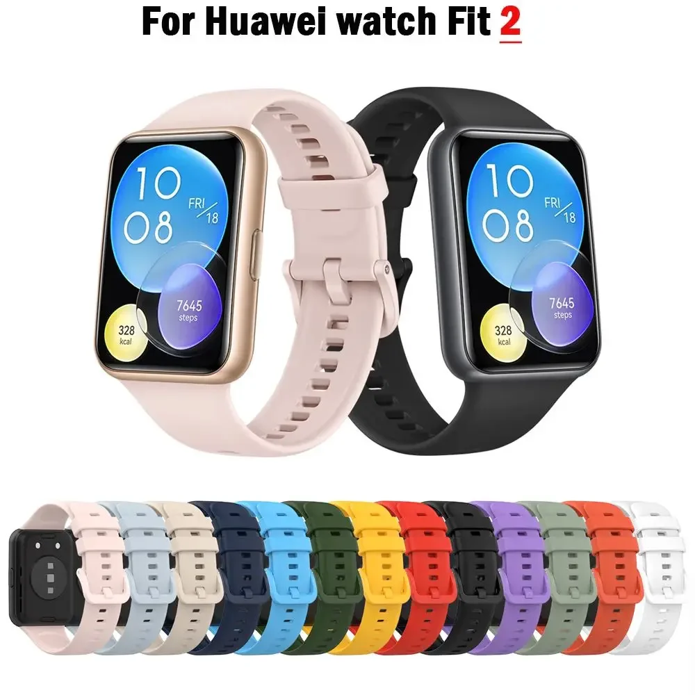 

Силиконовый ремешок для Huawei Watch Fit2, мягкий водонепроницаемый спортивный ремешок, модный браслет, спортивный сменный браслет для умных часов